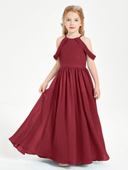 Dreamy Off the Shoulder Bridesmaid Gown for Junior Burgundy