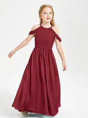 Dreamy Off the Shoulder Bridesmaid Gown for Junior Burgundy