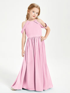 Dreamy Off the Shoulder Bridesmaid Gown for Junior Candy Pink