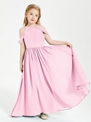 Dreamy Off the Shoulder Bridesmaid Gown for Junior Candy Pink
