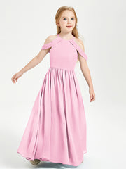 Dreamy Off the Shoulder Bridesmaid Gown for Junior Candy Pink