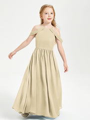 Dreamy Off the Shoulder Bridesmaid Gown for Junior Champagne