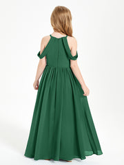 Dreamy Off the Shoulder Bridesmaid Gown for Junior Dark Green