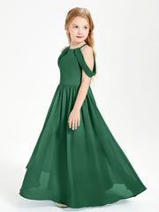 Dreamy Off the Shoulder Bridesmaid Gown for Junior Dark Green