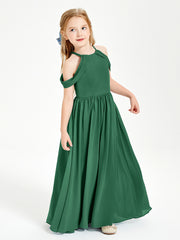 Dreamy Off the Shoulder Bridesmaid Gown for Junior Dark Green