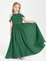 Dreamy Off the Shoulder Bridesmaid Gown for Junior Dark Green