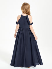 Dreamy Off the Shoulder Bridesmaid Gown for Junior Dark Navy