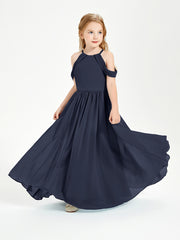 Dreamy Off the Shoulder Bridesmaid Gown for Junior Dark Navy
