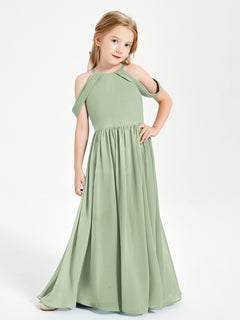 Dreamy Off the Shoulder Bridesmaid Gown for Junior Dusty Sage