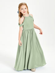 Dreamy Off the Shoulder Bridesmaid Gown for Junior Dusty Sage