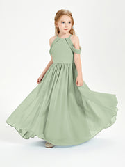 Dreamy Off the Shoulder Bridesmaid Gown for Junior Dusty Sage
