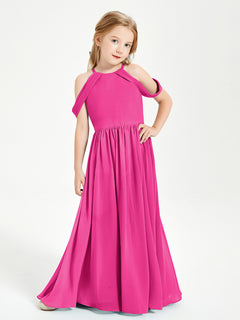 Dreamy Off the Shoulder Bridesmaid Gown for Junior Fuchsia