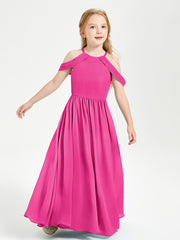 Dreamy Off the Shoulder Bridesmaid Gown for Junior Fuchsia