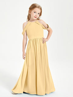 Dreamy Off the Shoulder Bridesmaid Gown for Junior Gold