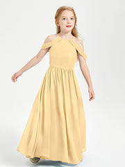 Dreamy Off the Shoulder Bridesmaid Gown for Junior Gold