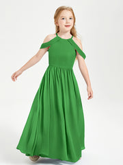 Dreamy Off the Shoulder Bridesmaid Gown for Junior Green