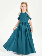 Dreamy Off the Shoulder Bridesmaid Gown for Junior Ink Blue