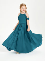 Dreamy Off the Shoulder Bridesmaid Gown for Junior Ink Blue