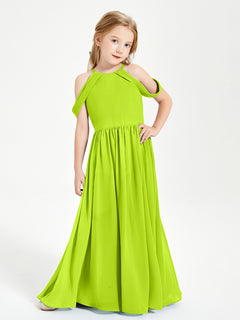 Dreamy Off the Shoulder Bridesmaid Gown for Junior Lime Green