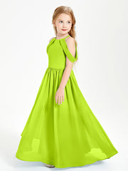 Dreamy Off the Shoulder Bridesmaid Gown for Junior Lime Green