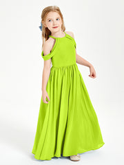 Dreamy Off the Shoulder Bridesmaid Gown for Junior Lime Green