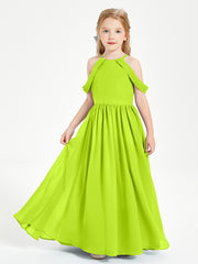 Dreamy Off the Shoulder Bridesmaid Gown for Junior Lime Green