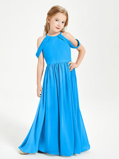 Dreamy Off the Shoulder Bridesmaid Gown for Junior Ocean Blue