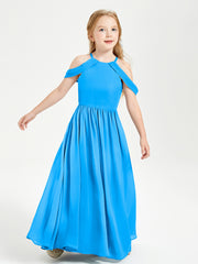 Dreamy Off the Shoulder Bridesmaid Gown for Junior Ocean Blue