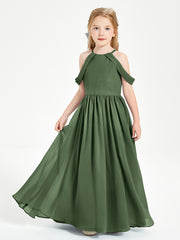 Dreamy Off the Shoulder Bridesmaid Gown for Junior Olive Green
