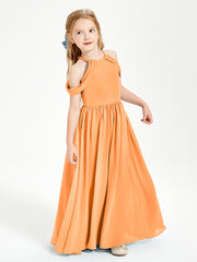 Dreamy Off the Shoulder Bridesmaid Gown for Junior Orange