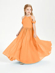 Dreamy Off the Shoulder Bridesmaid Gown for Junior Orange