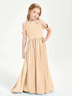 Dreamy Off the Shoulder Bridesmaid Gown for Junior Peach