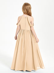Dreamy Off the Shoulder Bridesmaid Gown for Junior Peach
