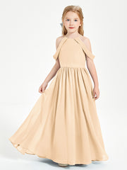 Dreamy Off the Shoulder Bridesmaid Gown for Junior Peach