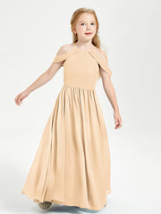 Dreamy Off the Shoulder Bridesmaid Gown for Junior Peach
