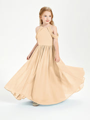 Dreamy Off the Shoulder Bridesmaid Gown for Junior Peach