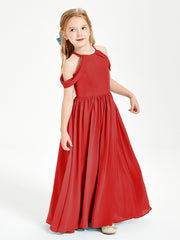Dreamy Off the Shoulder Bridesmaid Gown for Junior Red