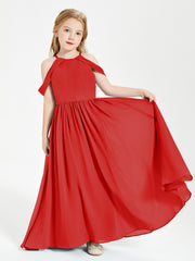 Dreamy Off the Shoulder Bridesmaid Gown for Junior Red
