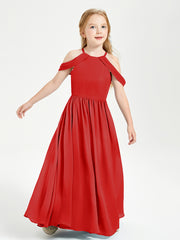 Dreamy Off the Shoulder Bridesmaid Gown for Junior Red
