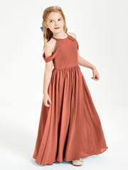 Dreamy Off the Shoulder Bridesmaid Gown for Junior Rust