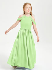 Dreamy Off the Shoulder Bridesmaid Gown for Junior Sage