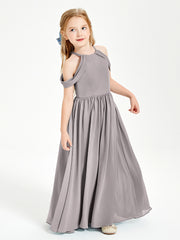 Dreamy Off the Shoulder Bridesmaid Gown for Junior Silver