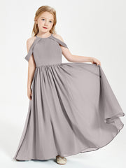 Dreamy Off the Shoulder Bridesmaid Gown for Junior Silver