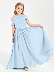 Dreamy Off the Shoulder Bridesmaid Gown for Junior Sky Blue
