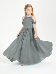 Dreamy Off the Shoulder Bridesmaid Gown for Junior Steel Grey