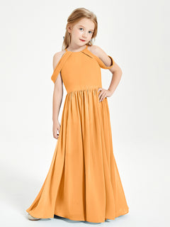 Dreamy Off the Shoulder Bridesmaid Gown for Junior Tangerine