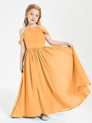Dreamy Off the Shoulder Bridesmaid Gown for Junior Tangerine