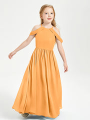 Dreamy Off the Shoulder Bridesmaid Gown for Junior Tangerine