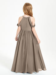 Dreamy Off the Shoulder Bridesmaid Gown for Junior Taupe