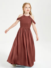 Dreamy Off the Shoulder Bridesmaid Gown for Junior Terracotta